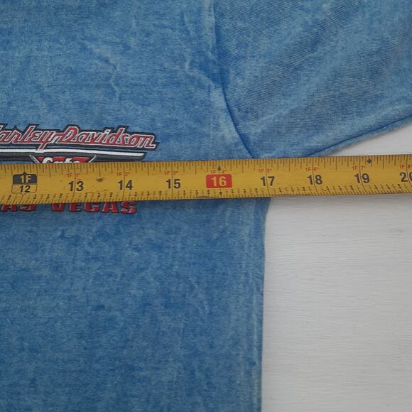 Vtg Harley Davidson Cafe Mens T Shirt Small Blue Y2k Motorcycle Biker - Picture 8 of 9